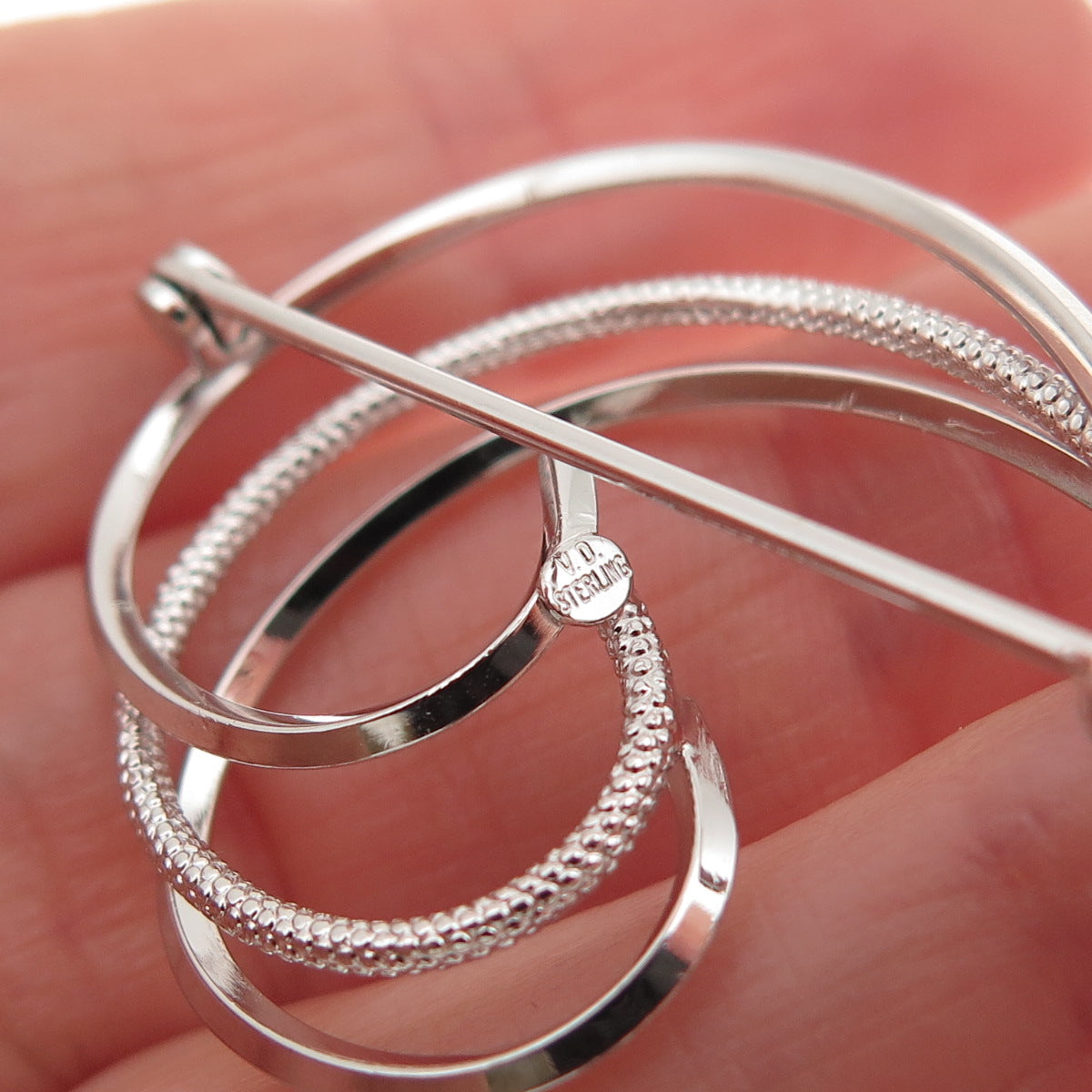 Van Dell 925 Sterling Silver Vintage Wave Pin Brooch