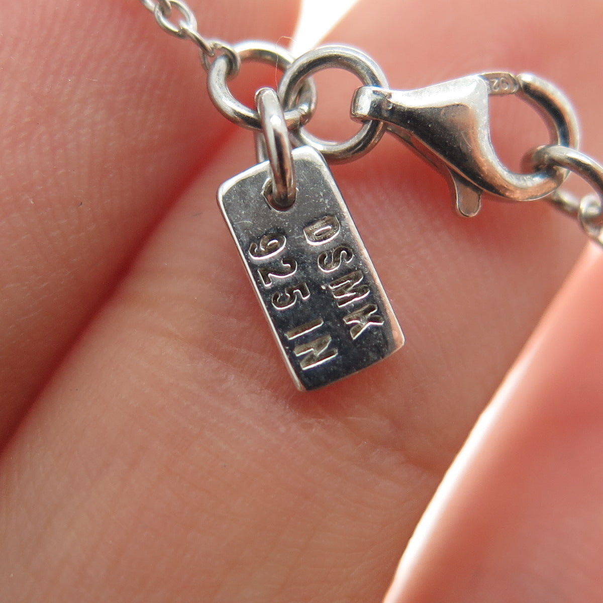 DSMK 925 Sterling Silver Real Oval-Cut Sapphire Station Chain Necklace 36"