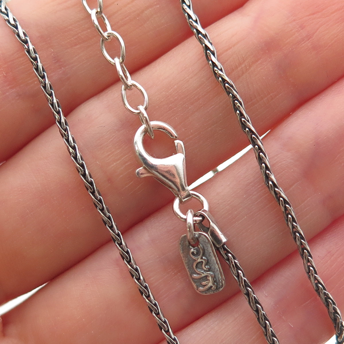 Didae 925 Sterling Silver Vintage Israel Spiga Chain Necklace 18-20"