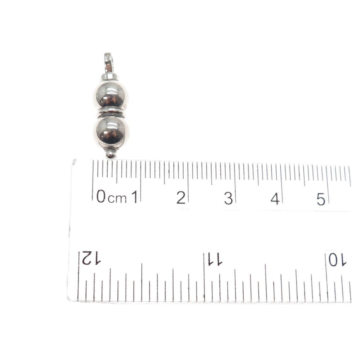 925 Sterling Silver Vintage Baby Beaded Rattle Minimalist 3D Charm Pendant