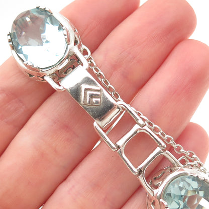 SILPADA 925 Sterling Silver Vintage Blue Lagoon Crystal Bracelet 7.5"