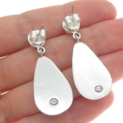 950 Silver Vintage Swirl Teardrop Dangle Earrings