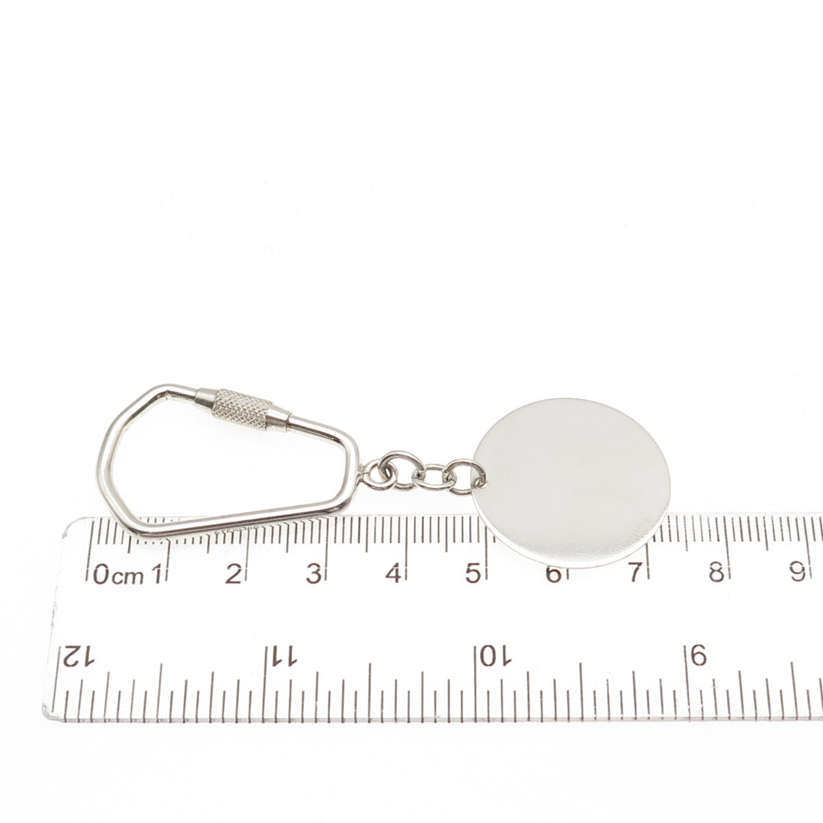 925 Sterling Silver Vintage Round Tag Key Fob Carabiner Holder
