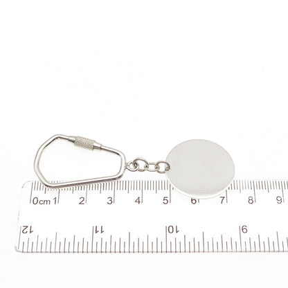 925 Sterling Silver Vintage Round Tag Key Fob Carabiner Holder