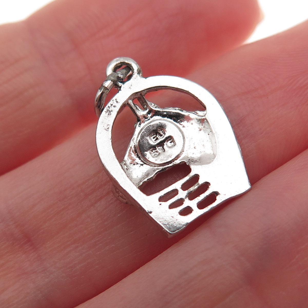 925 Sterling Silver Vintage Horse & Horseshoe Oxidized Mini Charm Pendant