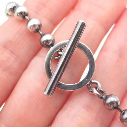 925 Sterling Silver Vintage Italy Ball Beaded Link Bracelet 6.75"