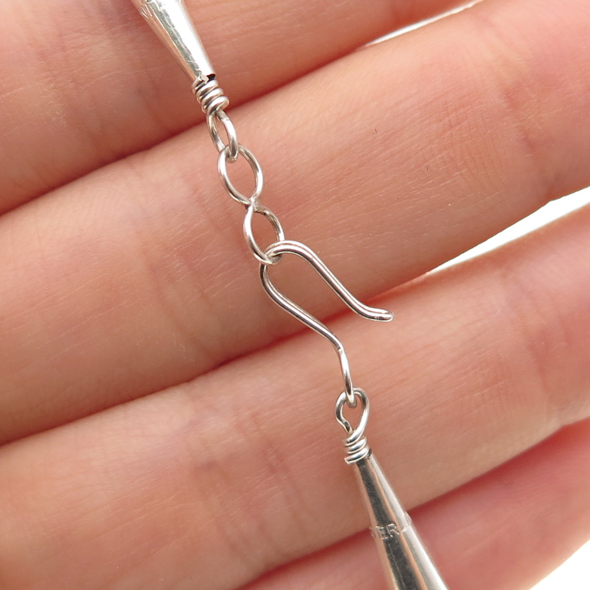 Old Pawn 925 Sterling Silver Vintage Azurite Concho Liquid Chain Necklace 20"