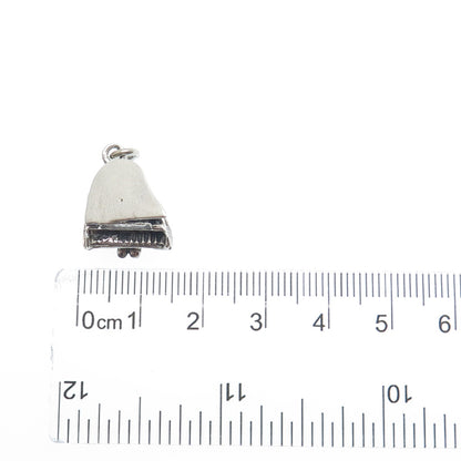 JEWELART Sterling Silver Vintage Grand Piano Locket Minimalist 3D Charm Pendant