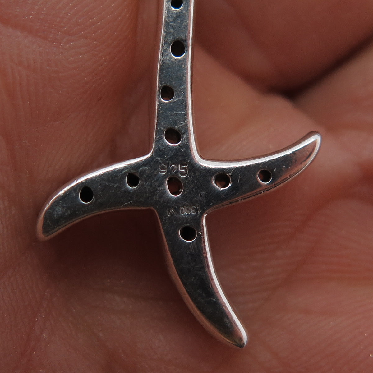 925 Sterling Silver Round-Cut C Z Cross Sword Slide Pendant