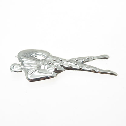 925 Sterling Silver Vintage Mexico Modernist Model Woman Pin Brooch