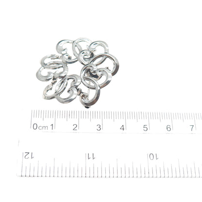W. E. RICHARDS 925 Sterling Silver Antique Art Deco Flower Oxidized Pin Brooch