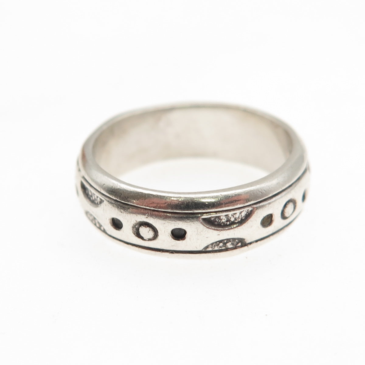 925 Sterling Silver Vintage Modernist Oxidized Band Ring Size 5.5