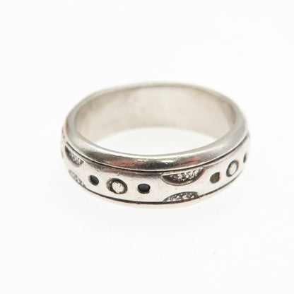 925 Sterling Silver Vintage Modernist Oxidized Band Ring Size 5.5