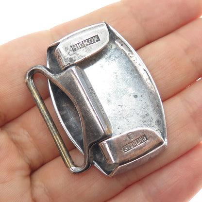HICKOK Sterling Silver & Bronze Antique Art Deco Letter F Oxidized Belt Buckle