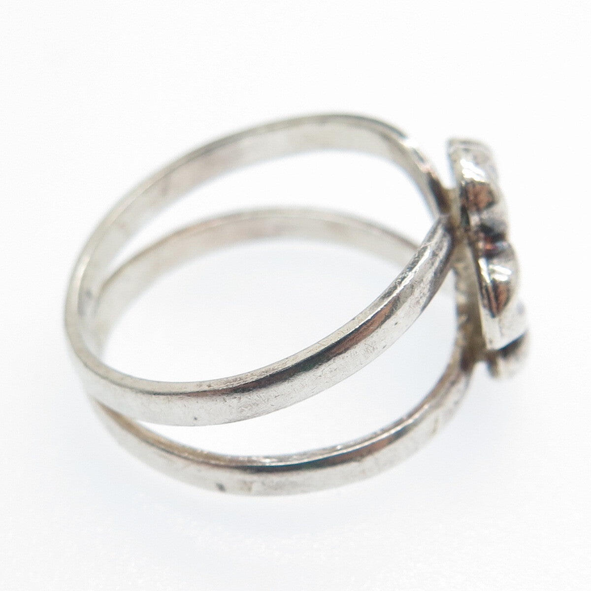 925 Sterling Silver Vintage Flower Blossom Oxidized Ring Size 6.5