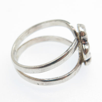 925 Sterling Silver Vintage Flower Blossom Oxidized Ring Size 6.5