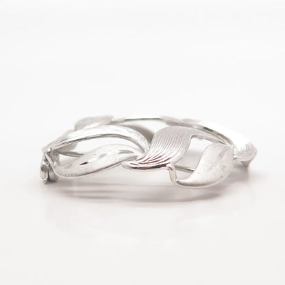 925 Sterling Silver Vintage Beau Leaf Round Pin Brooch