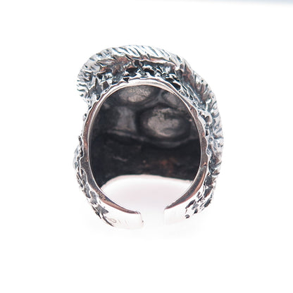 925 Sterling Silver Vintage Real Tiger Eye Modernist Adjustable Ring Size 6.25