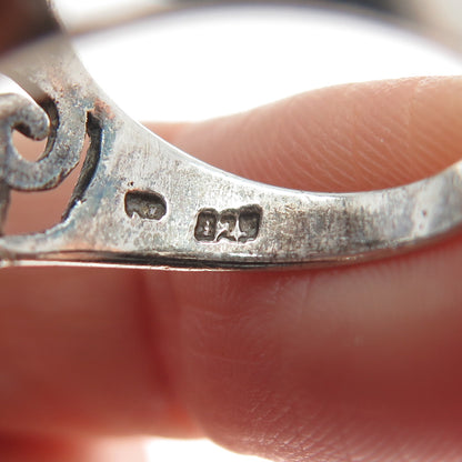 925 Sterling Silver Vintage Swirl Oxidized Ring Size 7