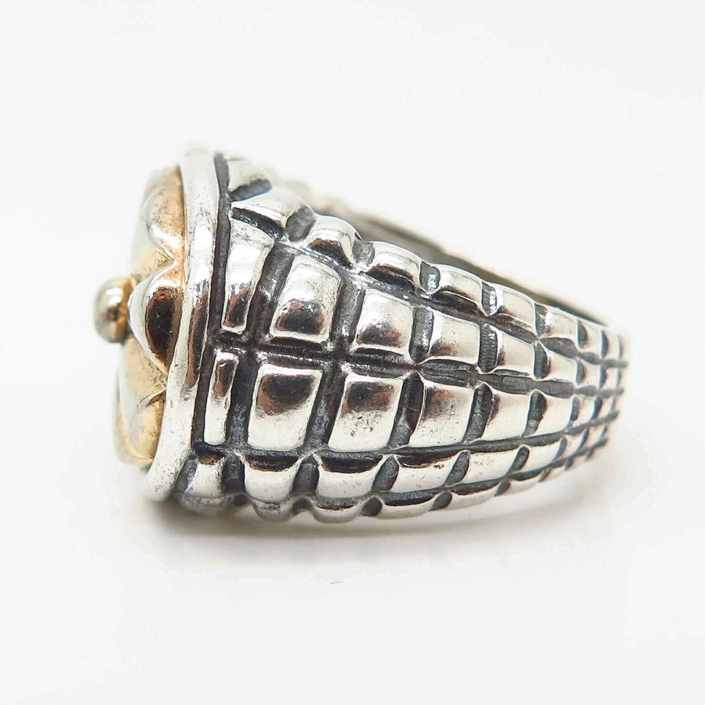 925 Sterling Silver Vintage Alejandro Toussier Modernist Design Ring Size 7