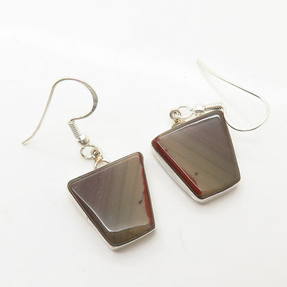 925 Sterling Silver Real Jasper Gemstone Drop Earrings