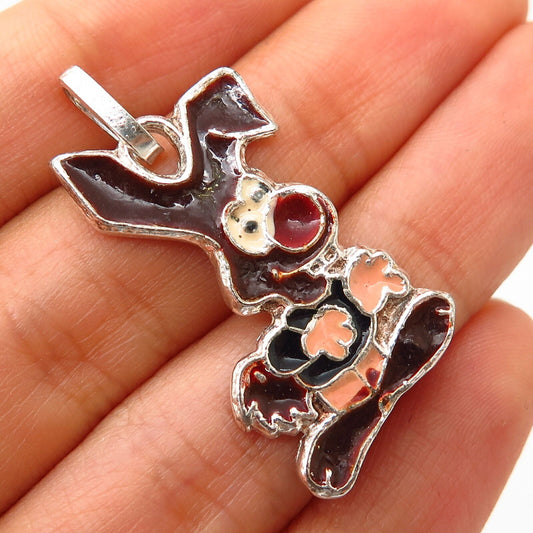 925 Sterling Silver Colorful Enamel Bunny / Hare Design Pendant