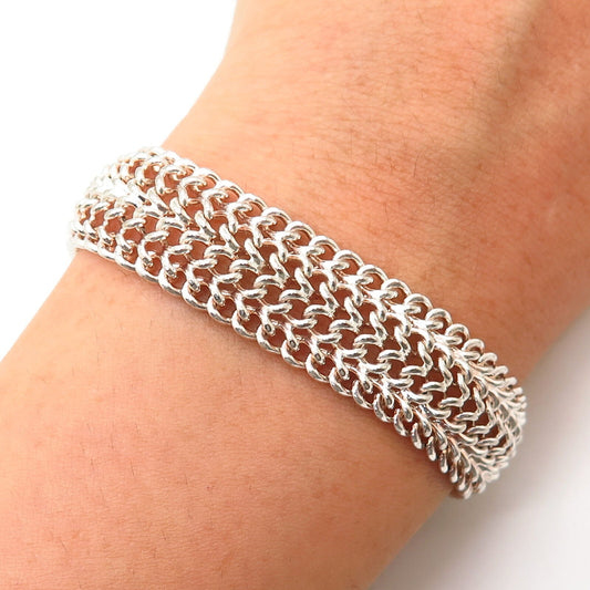 925 Sterling Silver Italy Chainmail Link Bracelet 7"