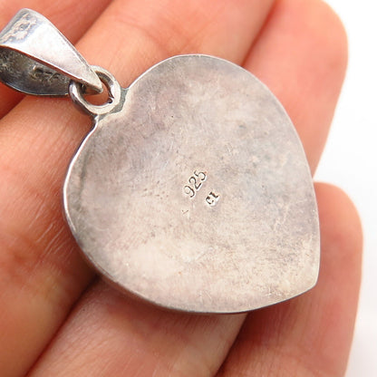 925 Sterling Silver Real Mother-of-Pearl Heart Design Pendant