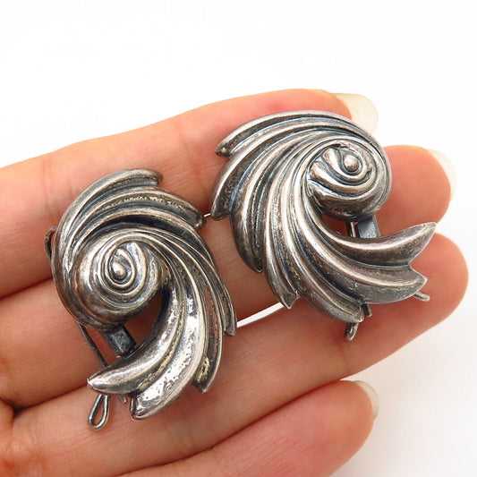 925 Sterling Silver Antique Danecraft Swirl Design Earrings