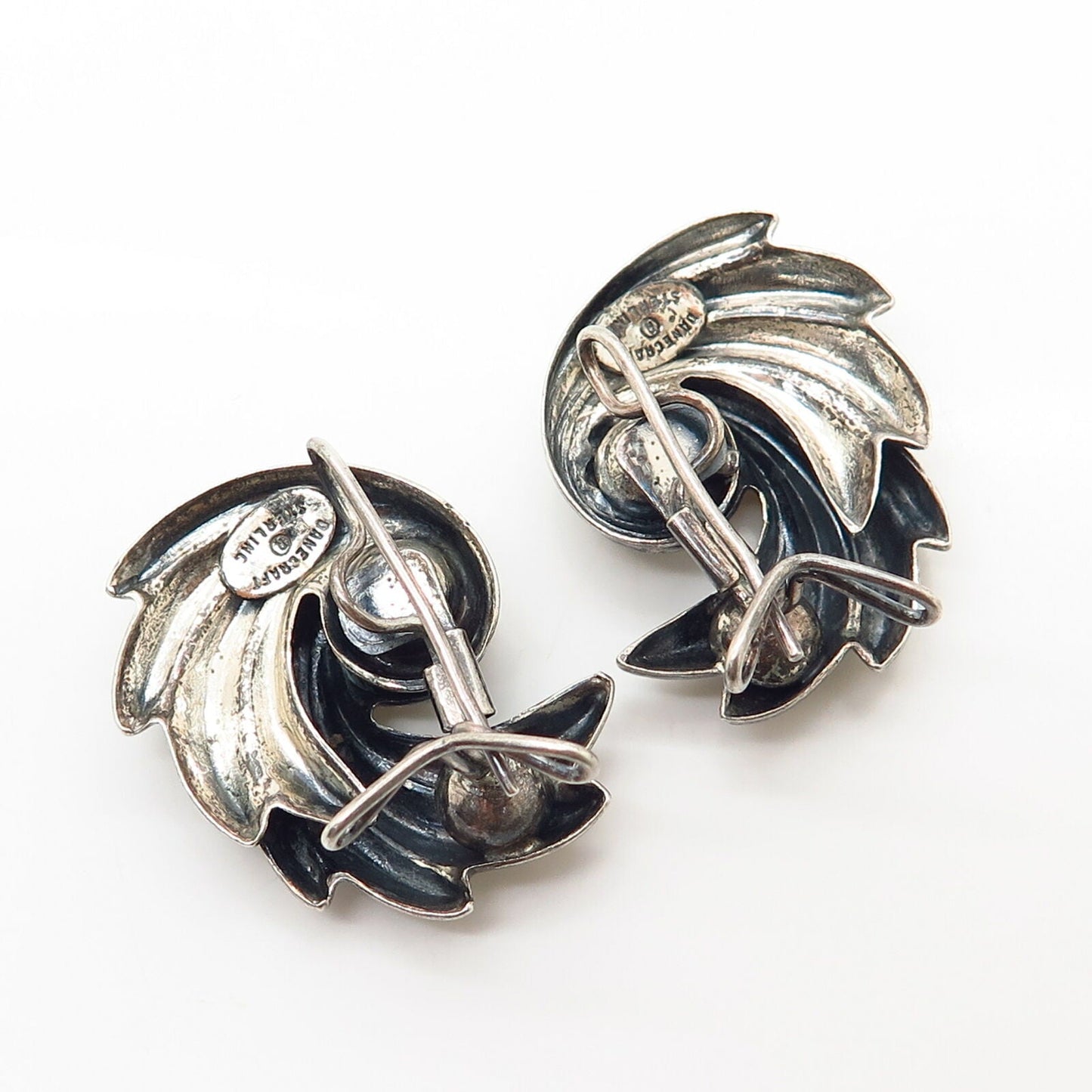 925 Sterling Silver Antique Danecraft Swirl Design Earrings