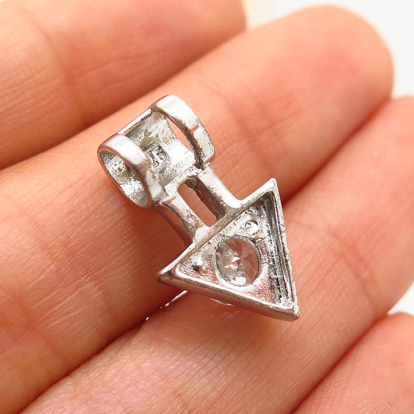 925 Sterling Silver C Z Arrowhead Design Small Slide Pendant