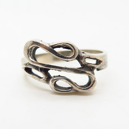 925 Sterling Silver Abstract Design Ring Size 6 3/4