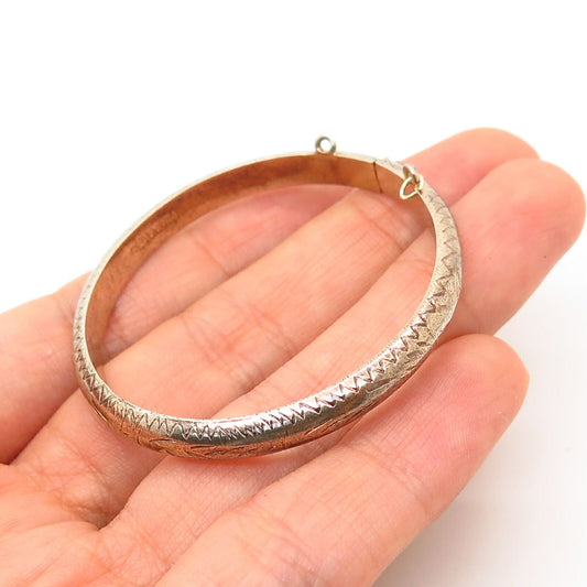 925 Sterling Silver Gold Plated Etched Design Bangle Baby Bracelet 5"