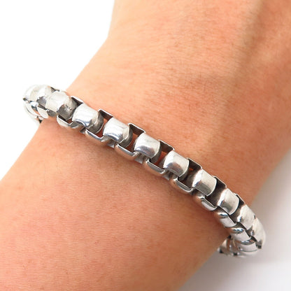 925 Sterling Silver Italy Box Link Bracelet 6"