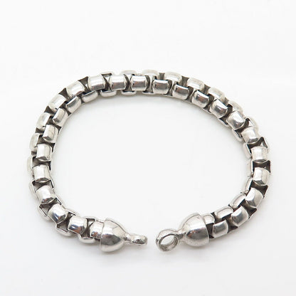 925 Sterling Silver Italy Box Link Bracelet 6"