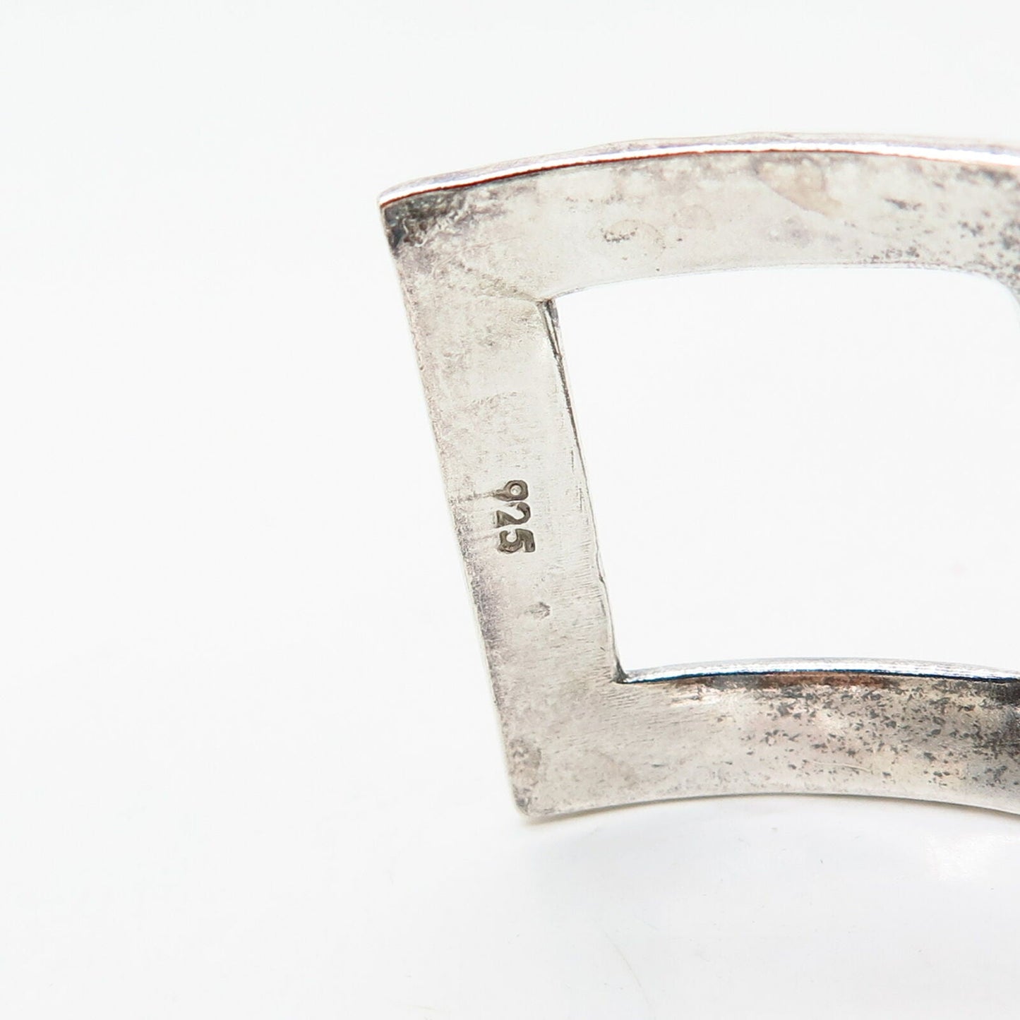 925 Sterling Vintage Mexico Hammered Finish Square Design Cuff Bracelet 7 1/4"