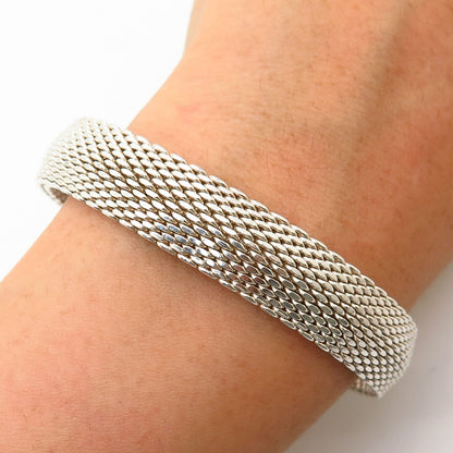 925 Sterling Silver Mesh Flexible Link Bracelet 7.5"