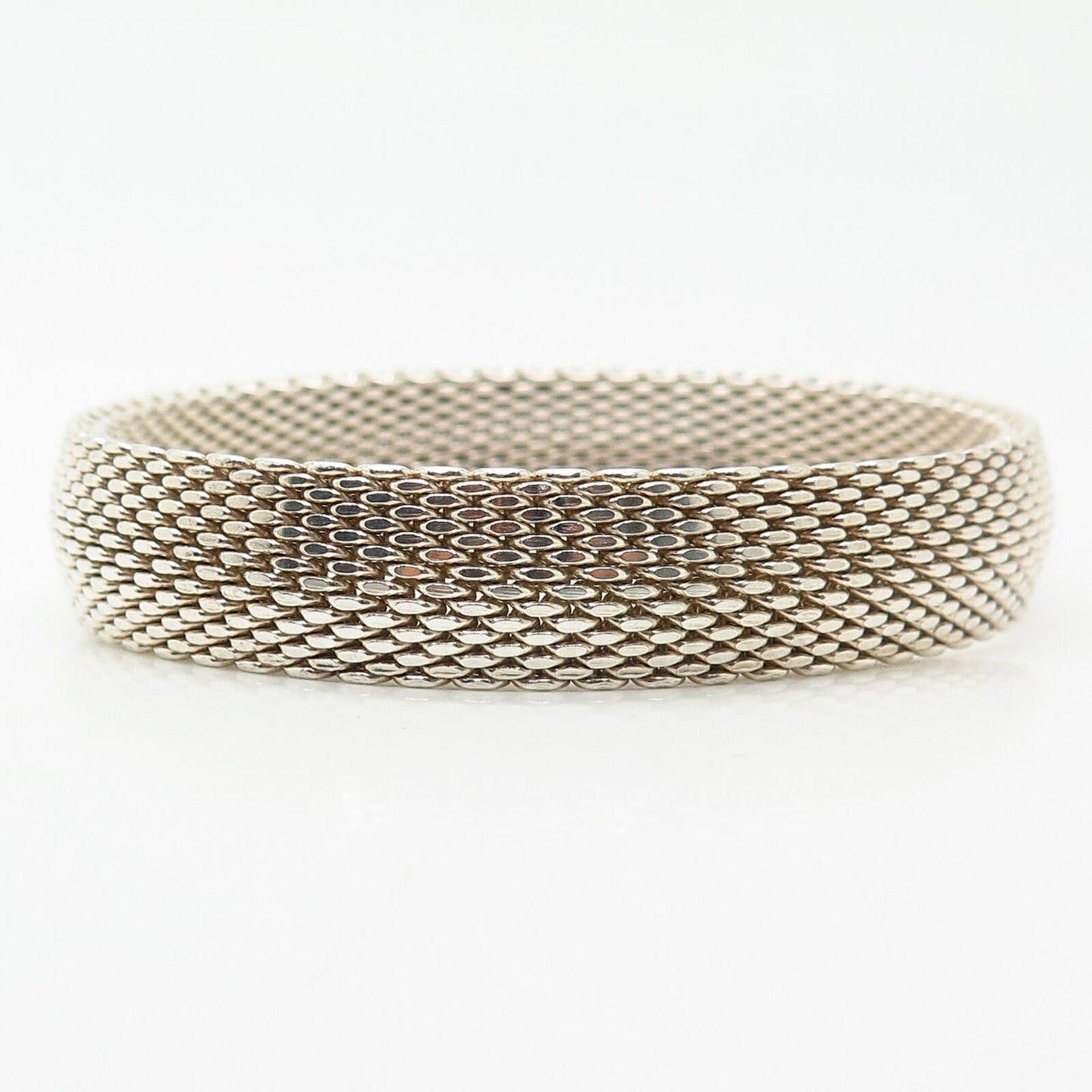 925 Sterling Silver Mesh Flexible Link Bracelet 7.5"