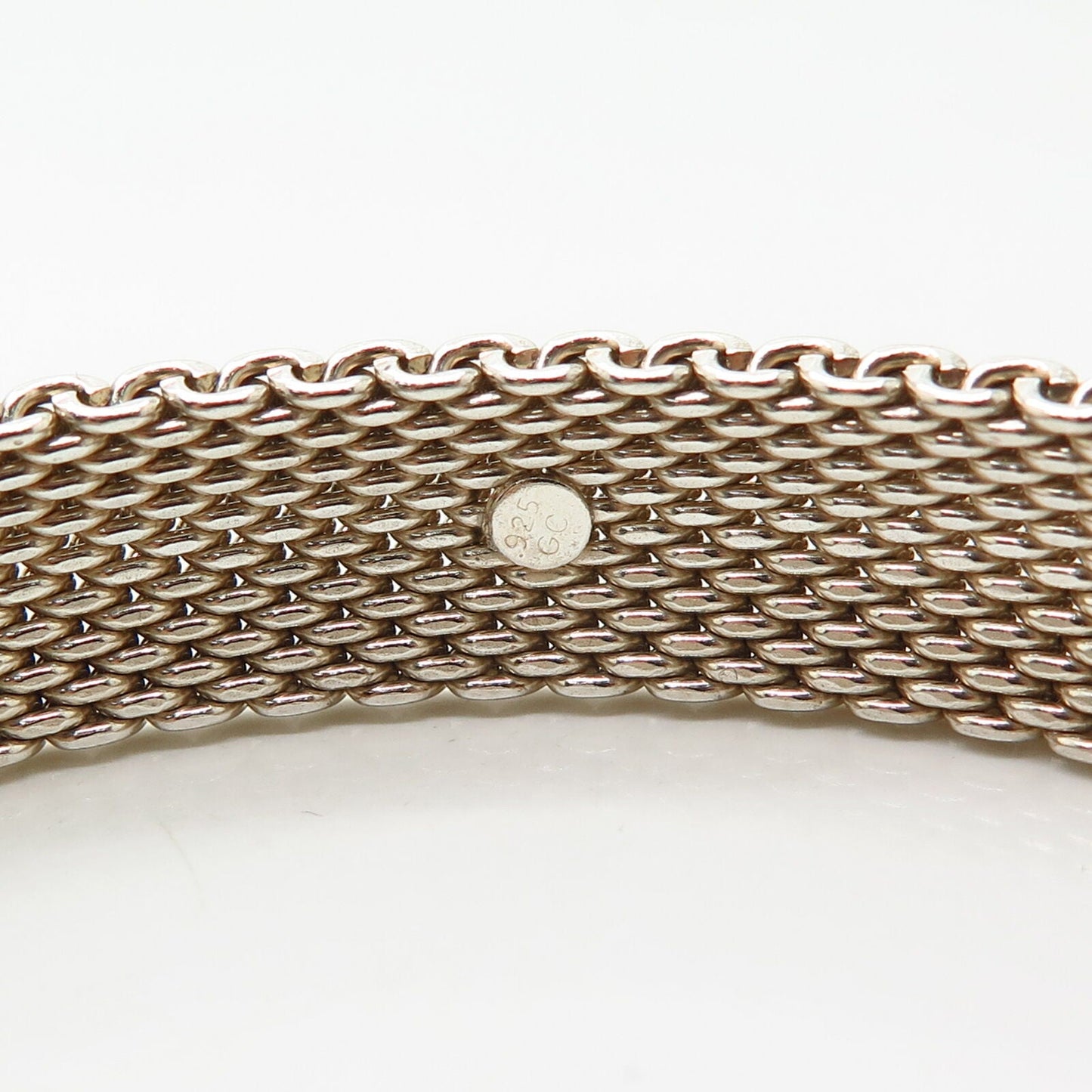 925 Sterling Silver Mesh Flexible Link Bracelet 7.5"