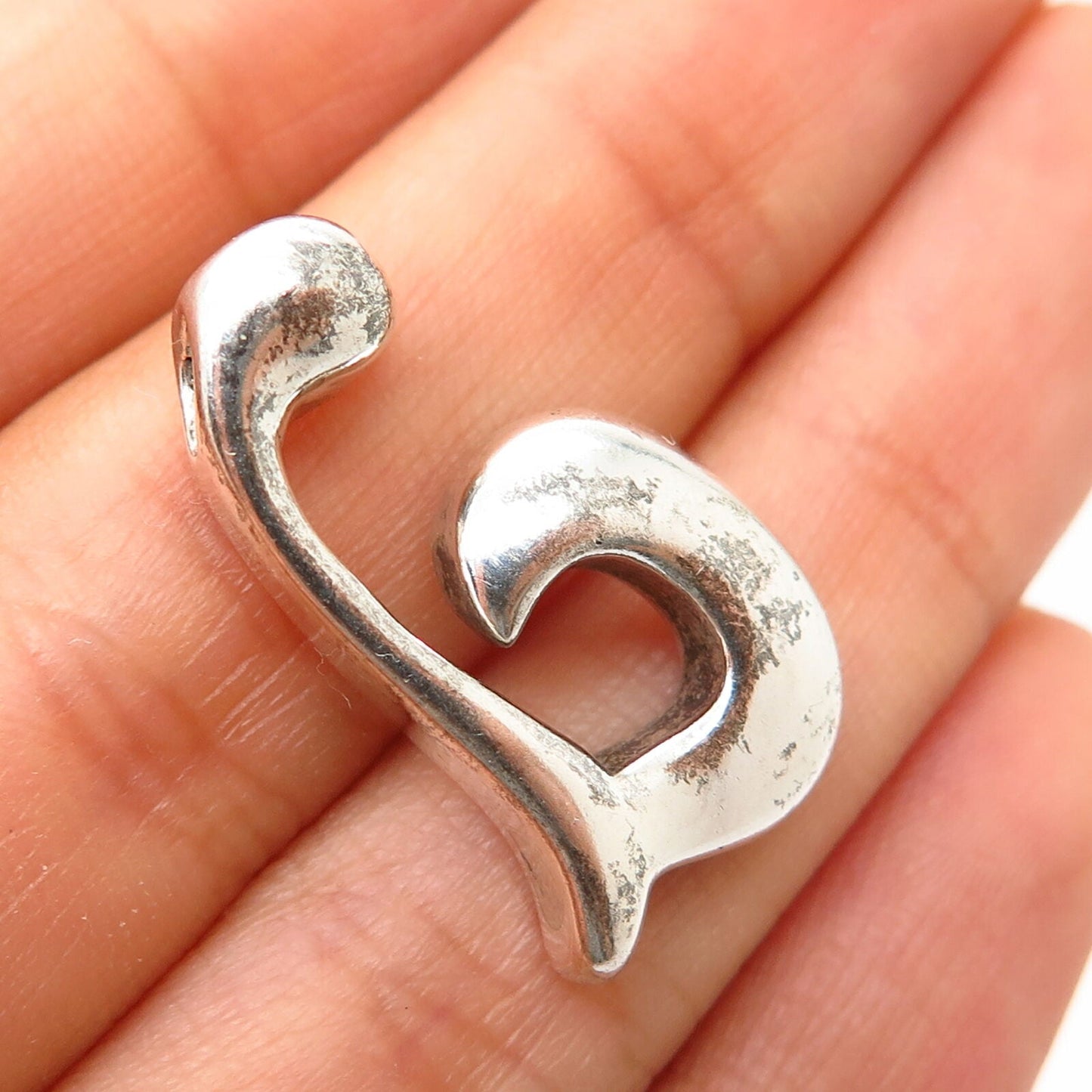 925 Sterling Silver Vintage Letter "B" Initial Design Slide Pendant