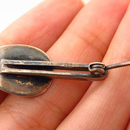 830 Silver Antique Real Pearl Bar Pin Brooch