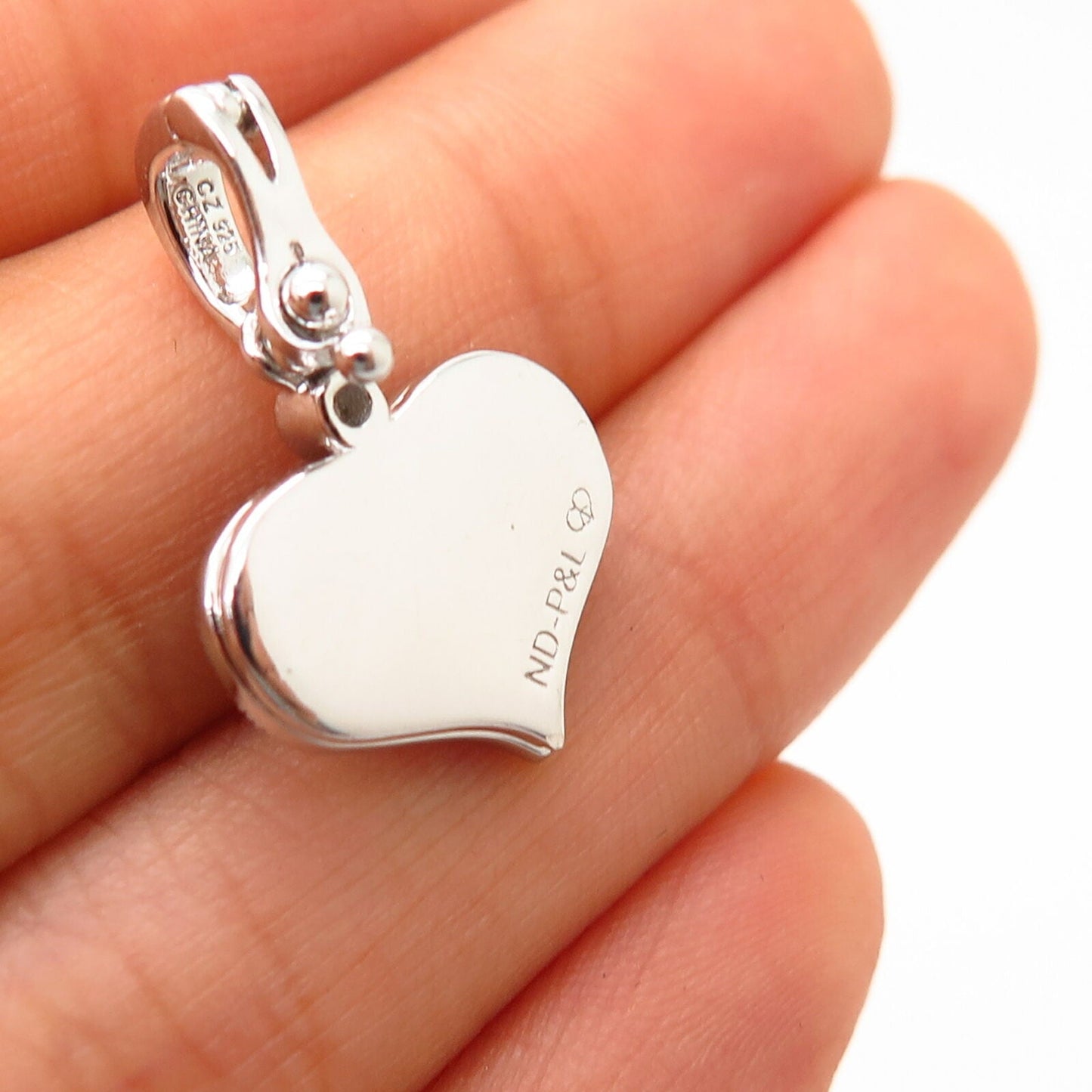 925 Sterling Silver C Z Cutout Design Heart Pendant