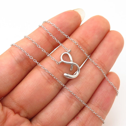 925 Sterling Silver "&" / Abstract Design Chain Necklace 16-18"