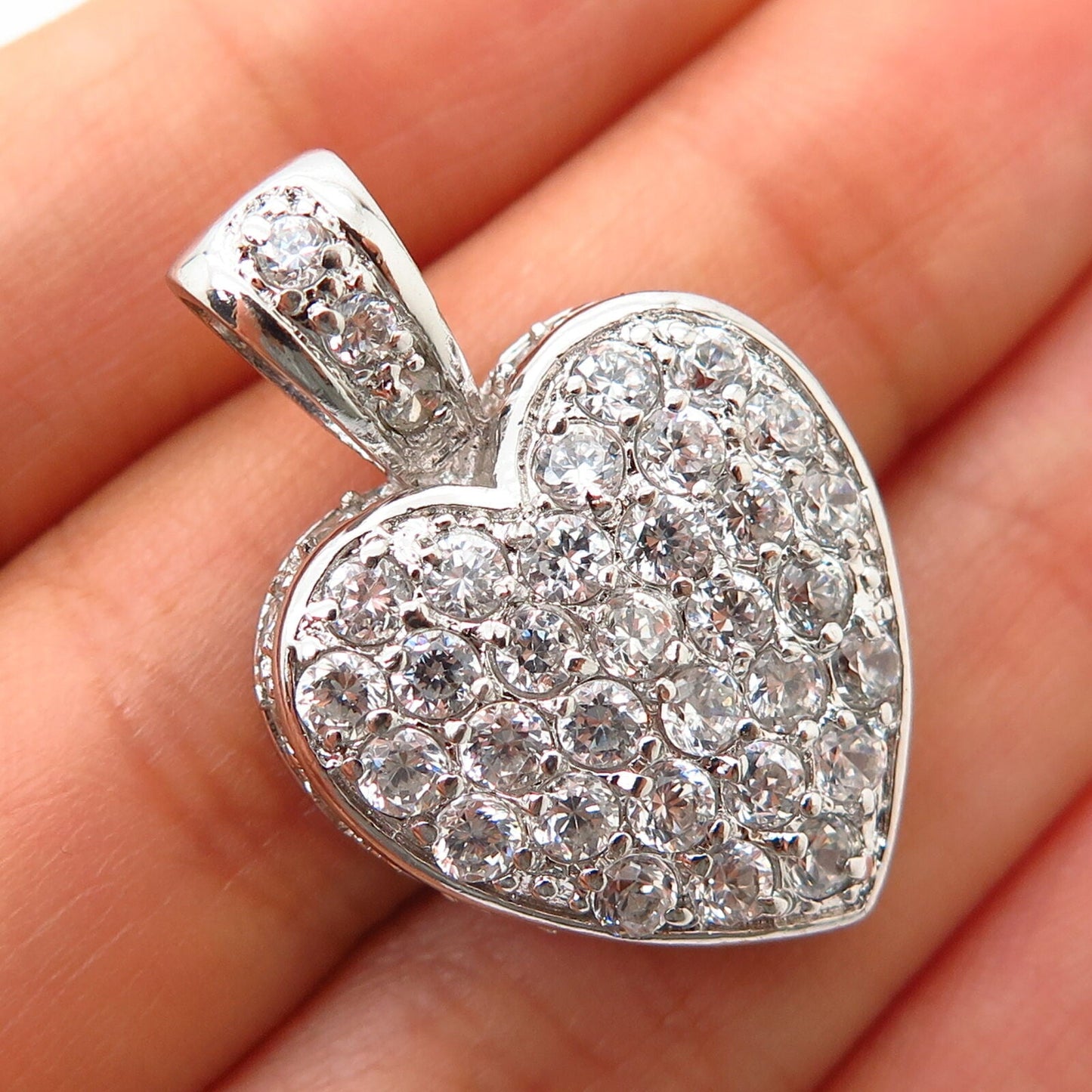 925 Sterling Silver C Z Heart Design Pendant