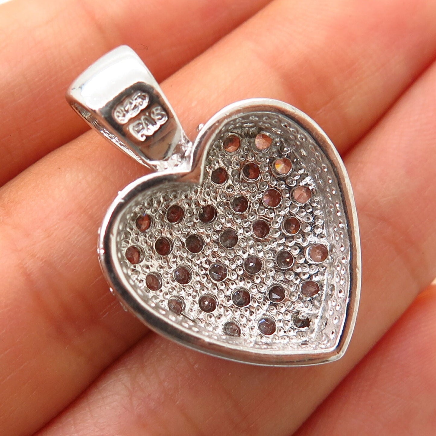 925 Sterling Silver C Z Heart Design Pendant