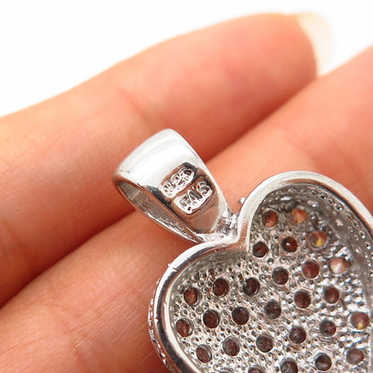 925 Sterling Silver C Z Heart Design Pendant