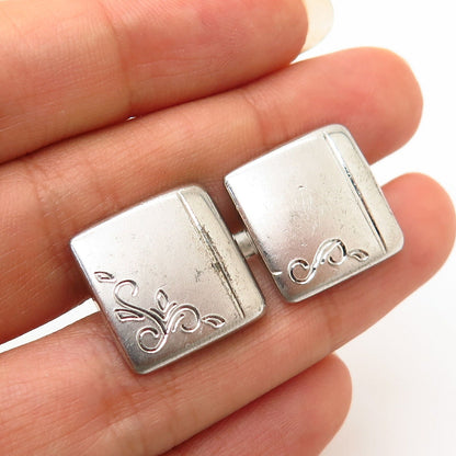 925 Sterling Silver Vintage Etched Design Cufflinks