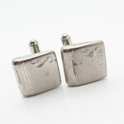 925 Sterling Silver Vintage Etched Design Cufflinks