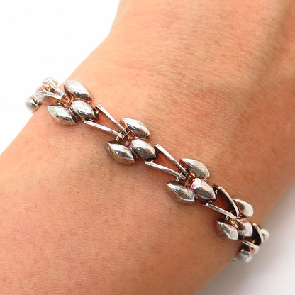 925 Sterling Silver Italy Abstract Arrow Design Link Bracelet 7"