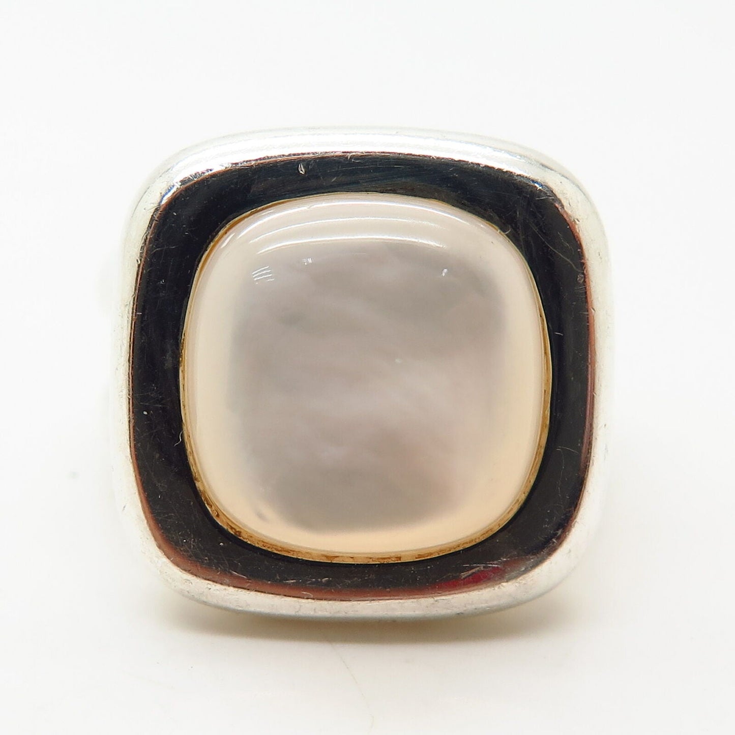 925 Sterling Silver Real Mother-of-Pearl Ring Size 8